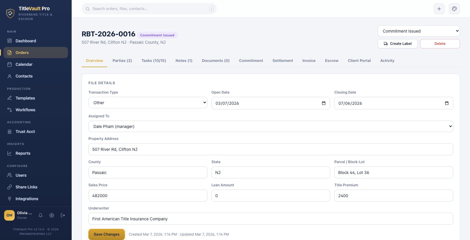 Order file detail